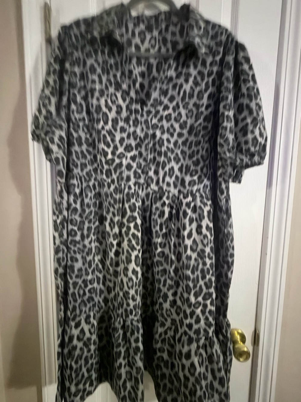 SHEIN Curve Black and Gray Leopard Print Dress.